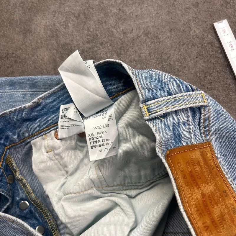 Vintage Levi's 501 Jeans Herren Straight W32 L30 Washed Hellblau 2000s
