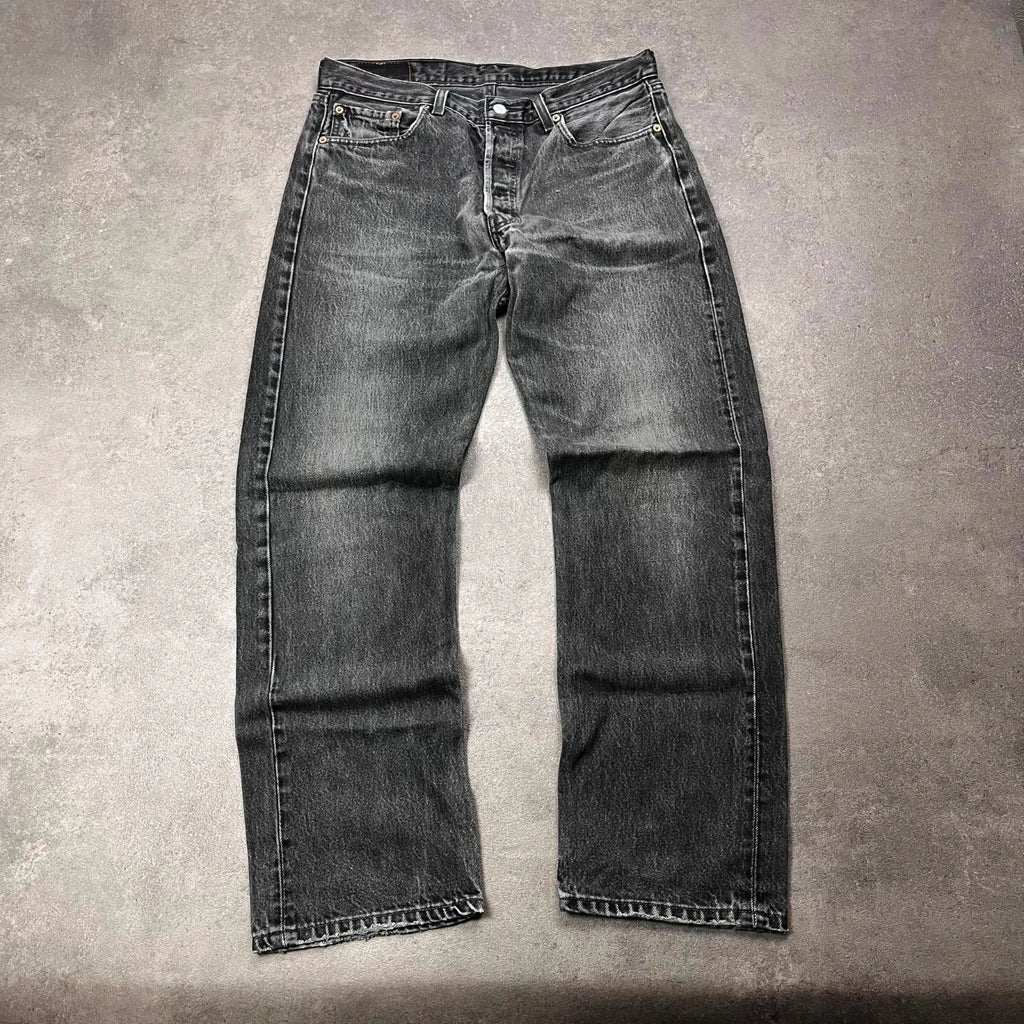 Vintage Levi's 501 Jeans Herren Straight W34 L30 Made in USA Schwarz/Grau