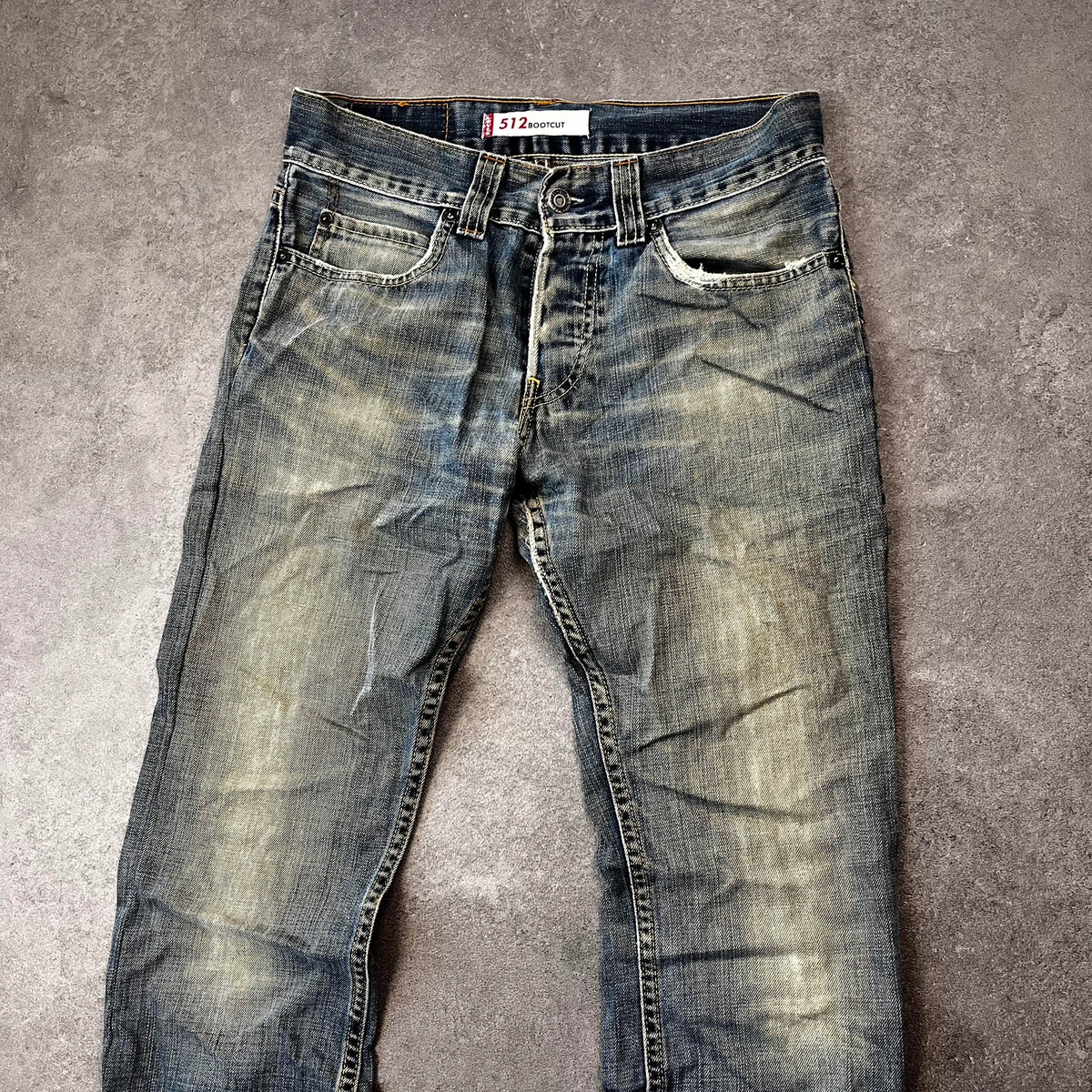 Vintage Levi's 512 Bootcut Jeans Herren W29 L32 Heavy Distressed Blau 2000s