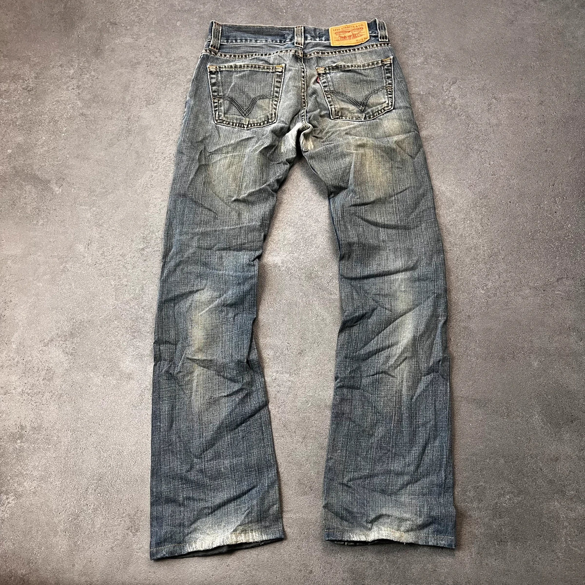 Vintage Levi's 512 Bootcut Jeans Herren W29 L32 Heavy Distressed Blau 2000s