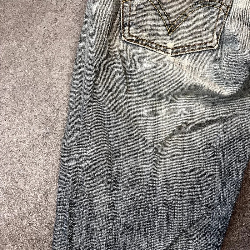Vintage Levi's 512 Bootcut Jeans Herren W31 L32 Heavy Distressed Blau/Grau 2000s
