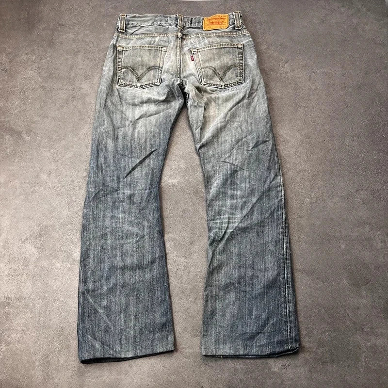 Vintage Levi's 512 Bootcut Jeans Herren W31 L32 Heavy Distressed Blau/Grau 2000s