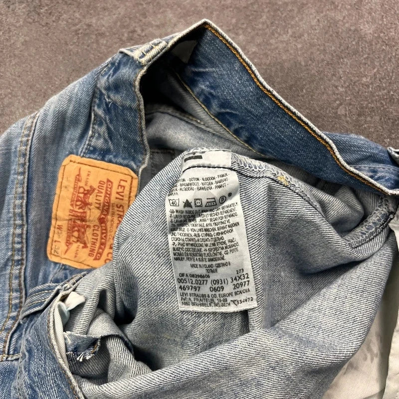 Vintage Levi's 512 Bootcut Jeans Herren W34 L32 Heavy Distressed Blau 2000s