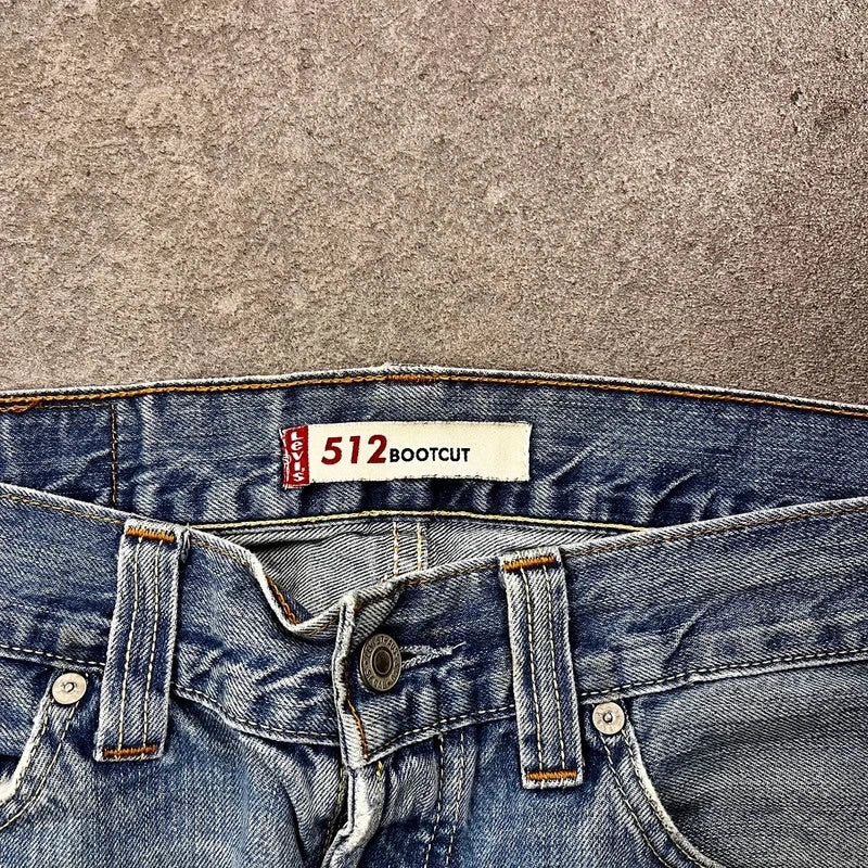 Vintage Levi's 512 Bootcut Jeans Herren W34 L32 Heavy Distressed Blau 2000s