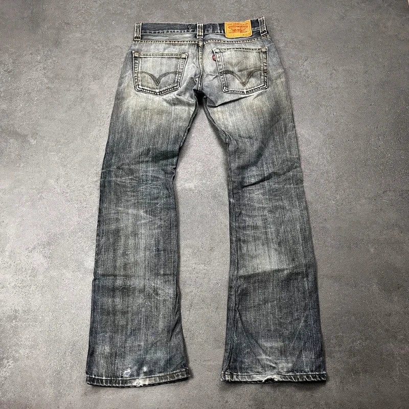 Vintage Levi's 512 Bootcut Jeans Herren W30 L32 Heavy Distressed Blau/Grau 2000s