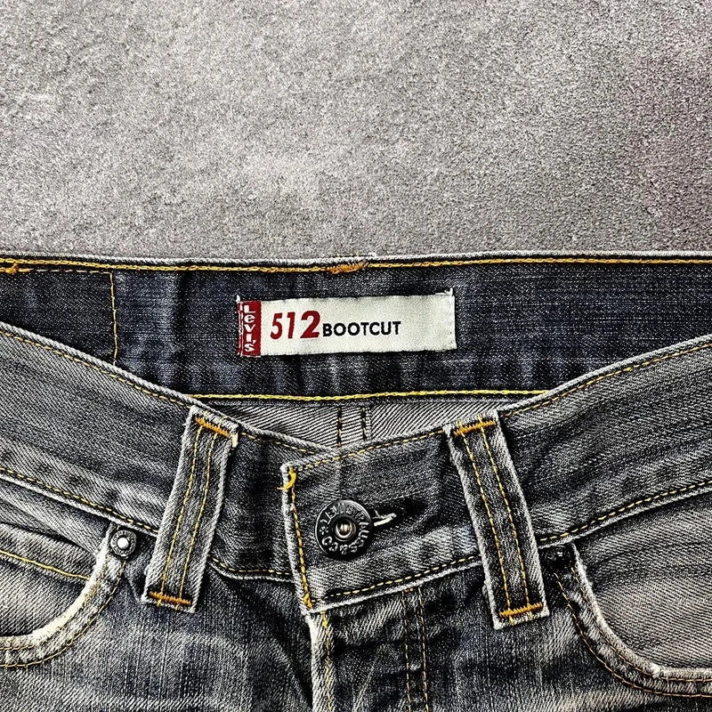 Vintage Levi's 512 Bootcut Jeans Herren W30 L32 Heavy Distressed Blau/Grau 2000s