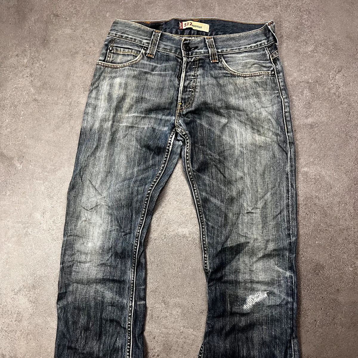 Vintage Levi's 512 Bootcut Jeans Herren W32 L32 Heavy Distressed Blau/Grau 2000s
