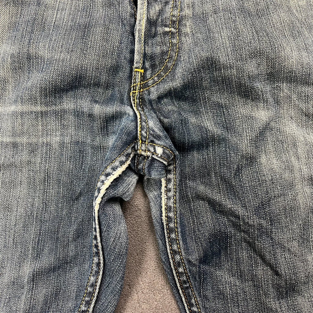 Vintage Levi's 512 Bootcut Jeans Herren W32 L32 Heavy Distressed Blau/Grau 2000s