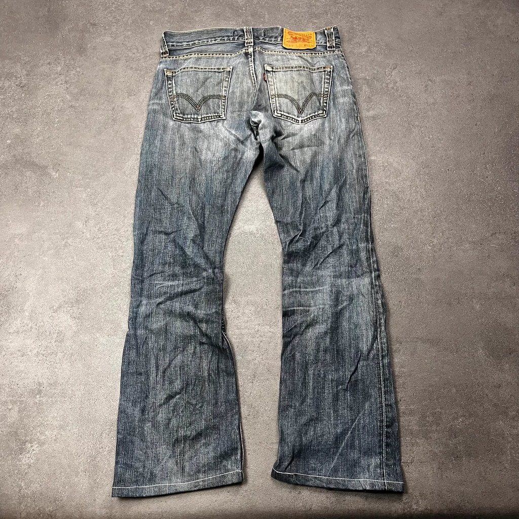 Vintage Levi's 512 Bootcut Jeans Herren W32 L32 Heavy Distressed Blau/Grau 2000s