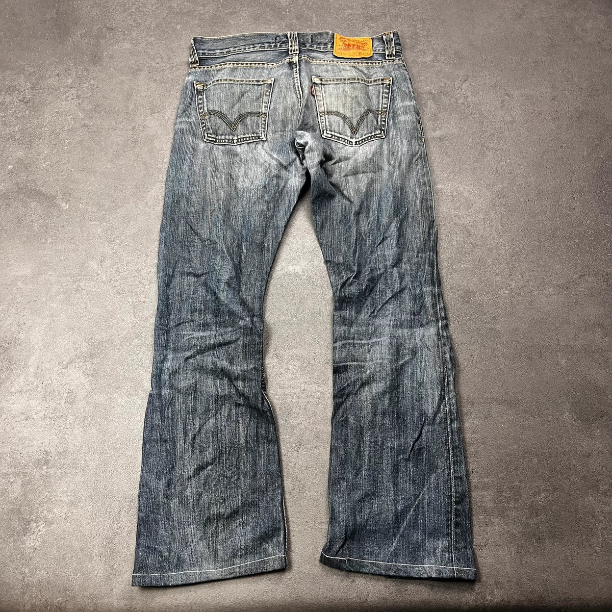 Vintage Levi's 512 Bootcut Jeans Herren W32 L32 Heavy Distressed Blau/Grau 2000s
