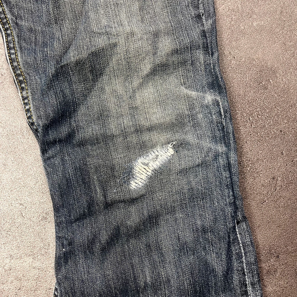 Vintage Levi's 512 Bootcut Jeans Herren W32 L32 Heavy Distressed Blau/Grau 2000s