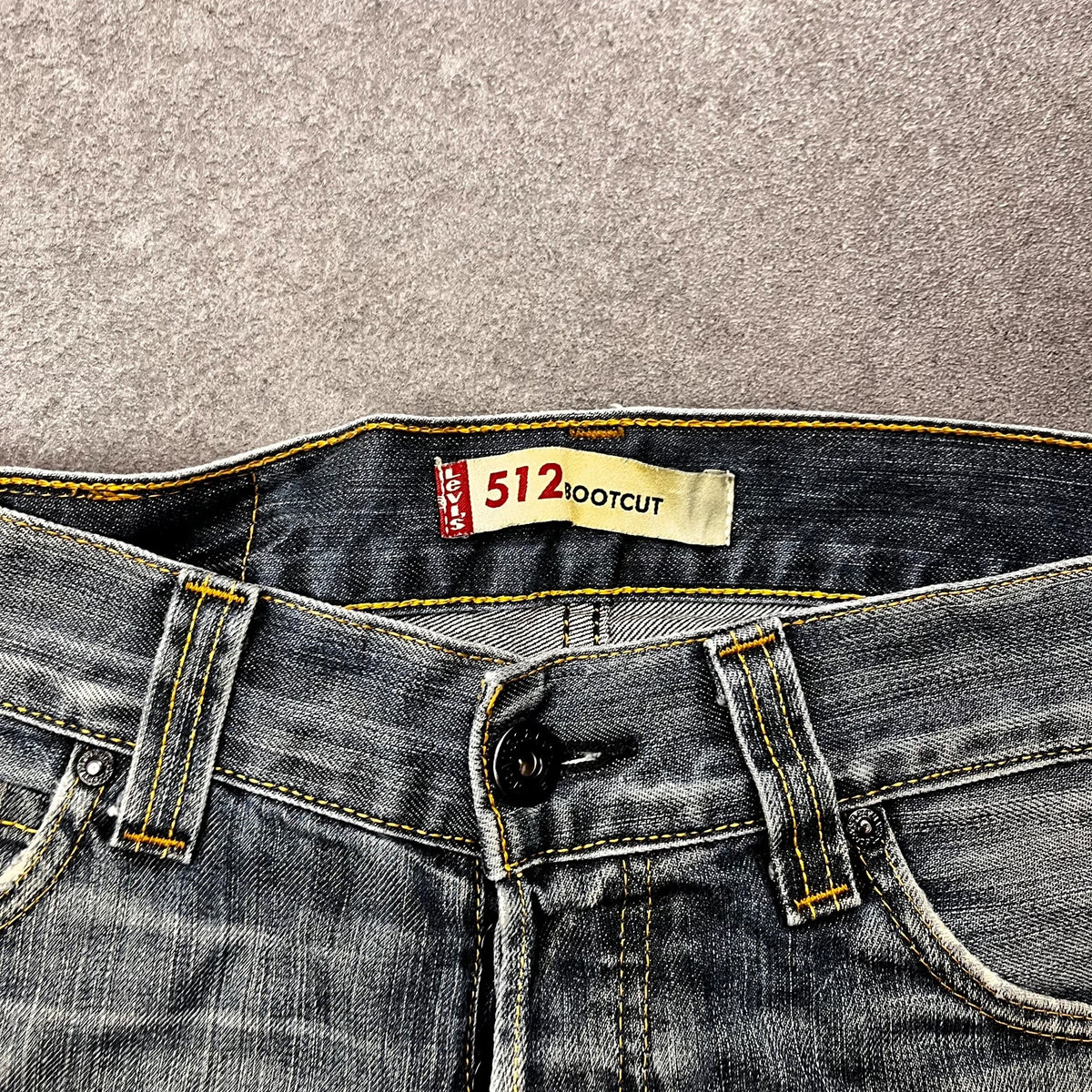 Vintage Levi's 512 Bootcut Jeans Herren W32 L32 Heavy Distressed Blau/Grau 2000s