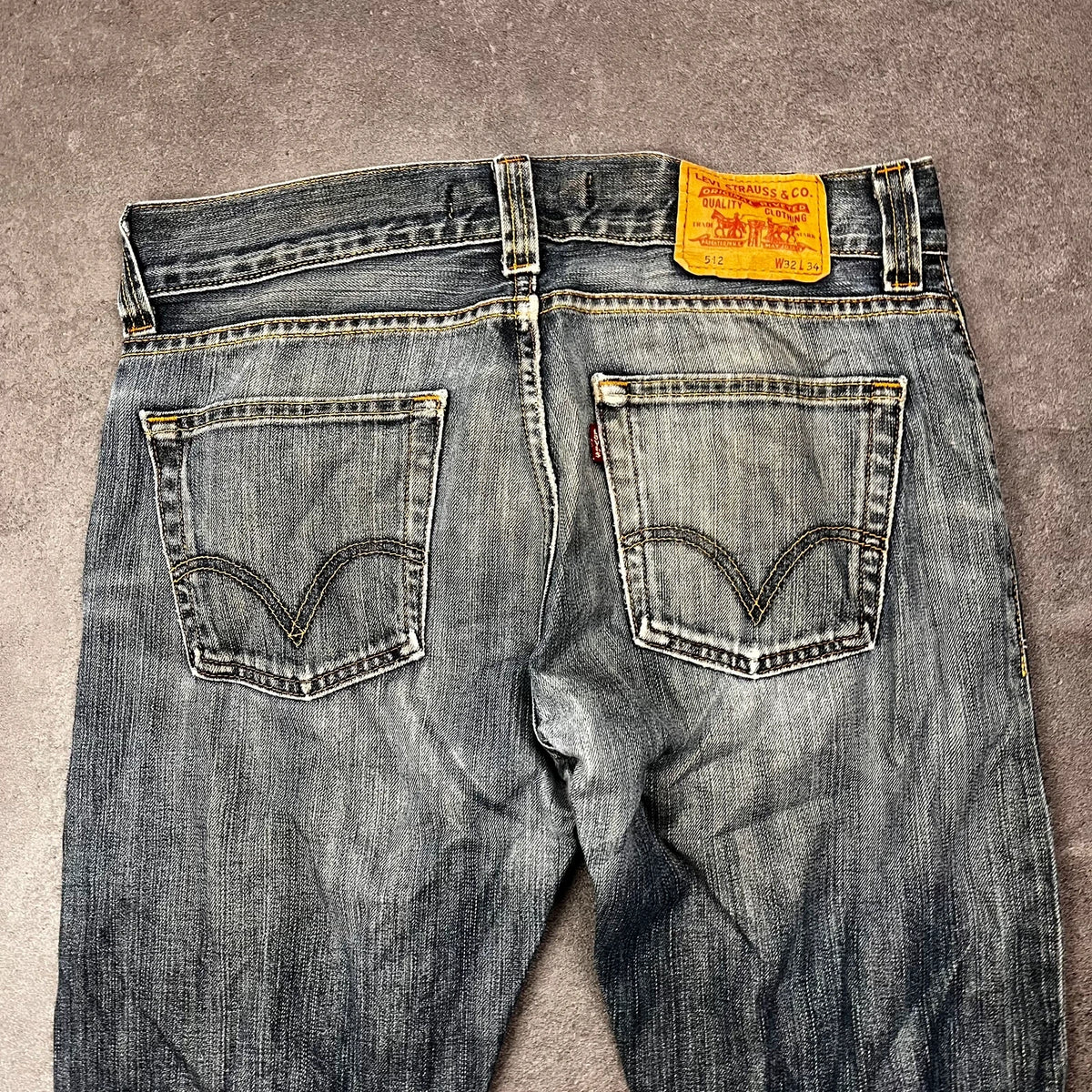 Vintage Levi's 512 Bootcut Jeans Herren W32 L32 Heavy Distressed Blau/Grau 2000s