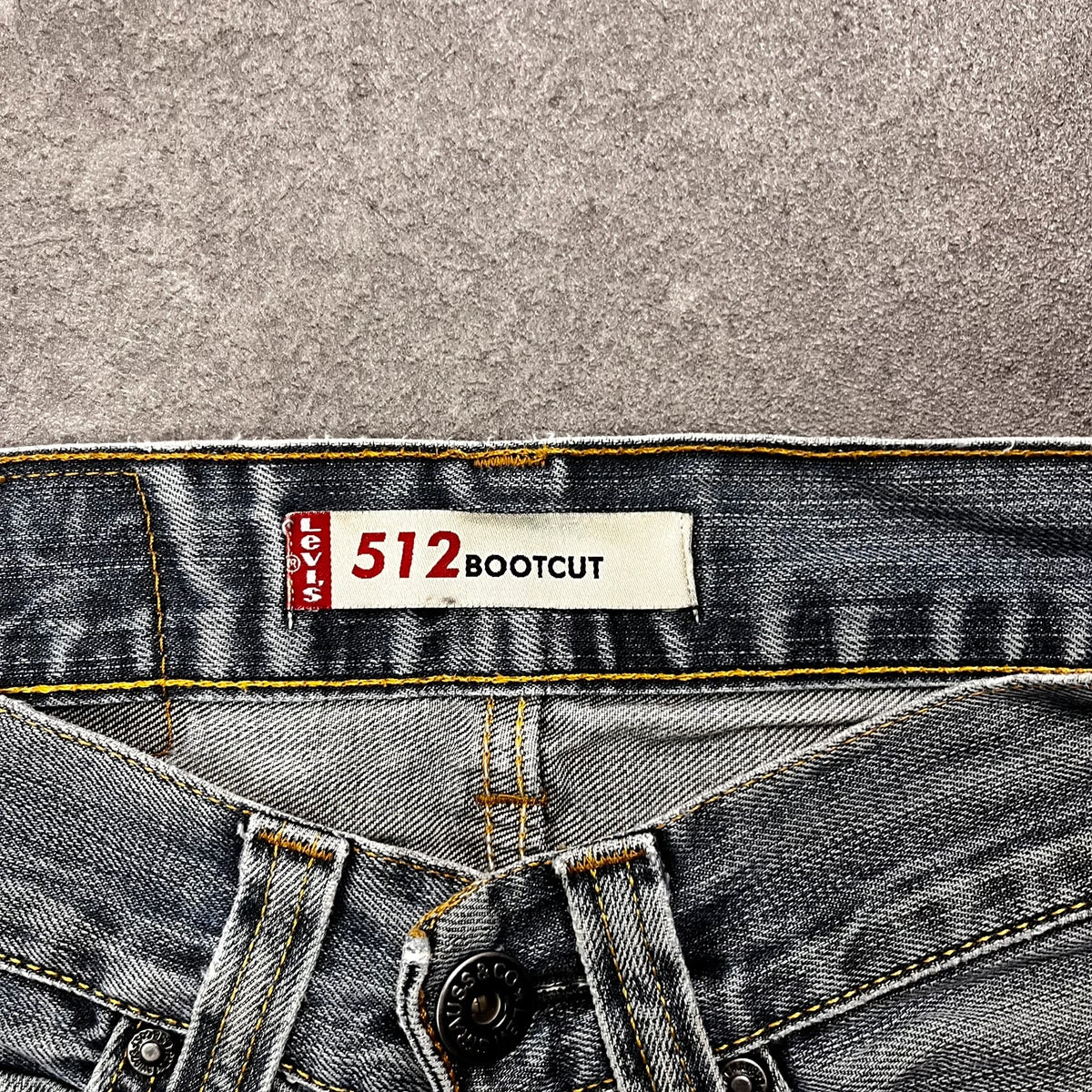 Vintage Levi's 512 Bootcut Jeans Herren W28 L30 Heavy Distressed Blau/Grau 2000s