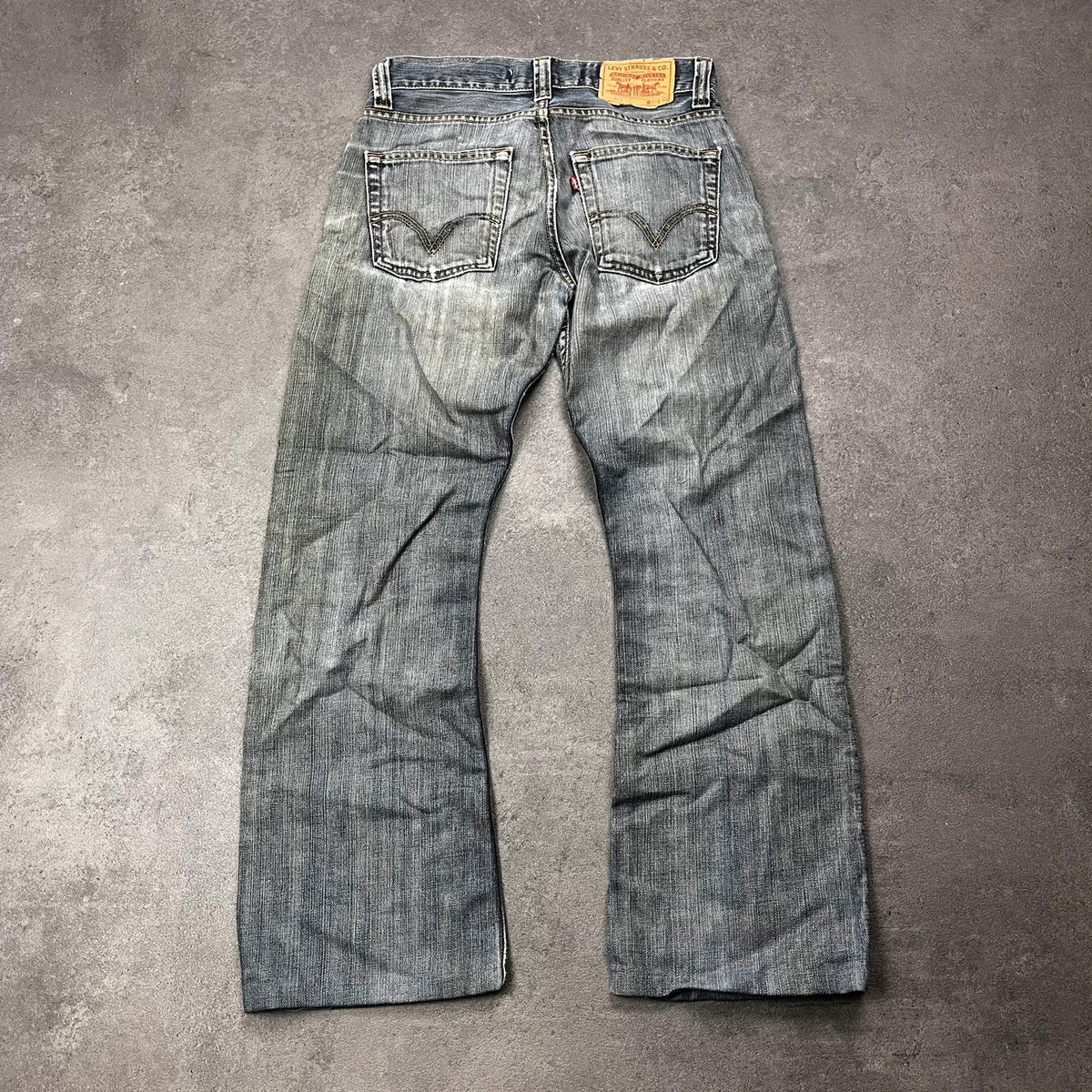 Vintage Levi's 512 Bootcut Jeans Herren W28 L30 Heavy Distressed Blau/Grau 2000s