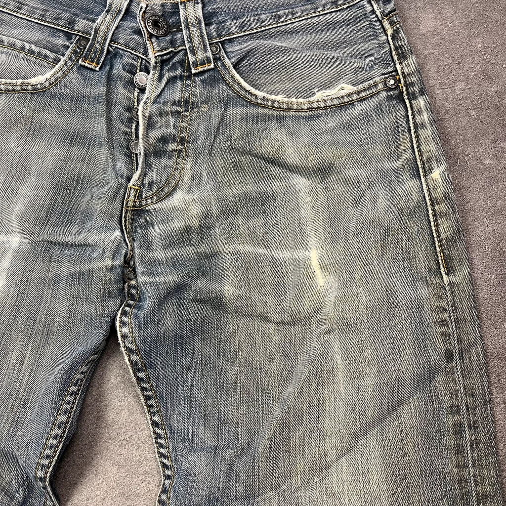 Vintage Levi's 512 Bootcut Jeans Herren W28 L30 Heavy Distressed Blau/Grau 2000s