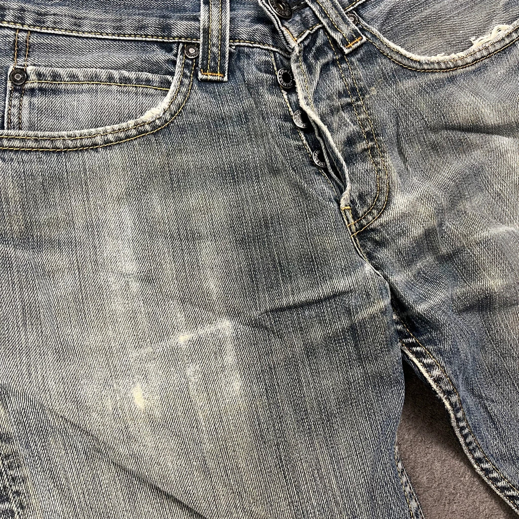 Vintage Levi's 512 Bootcut Jeans Herren W28 L30 Heavy Distressed Blau/Grau 2000s
