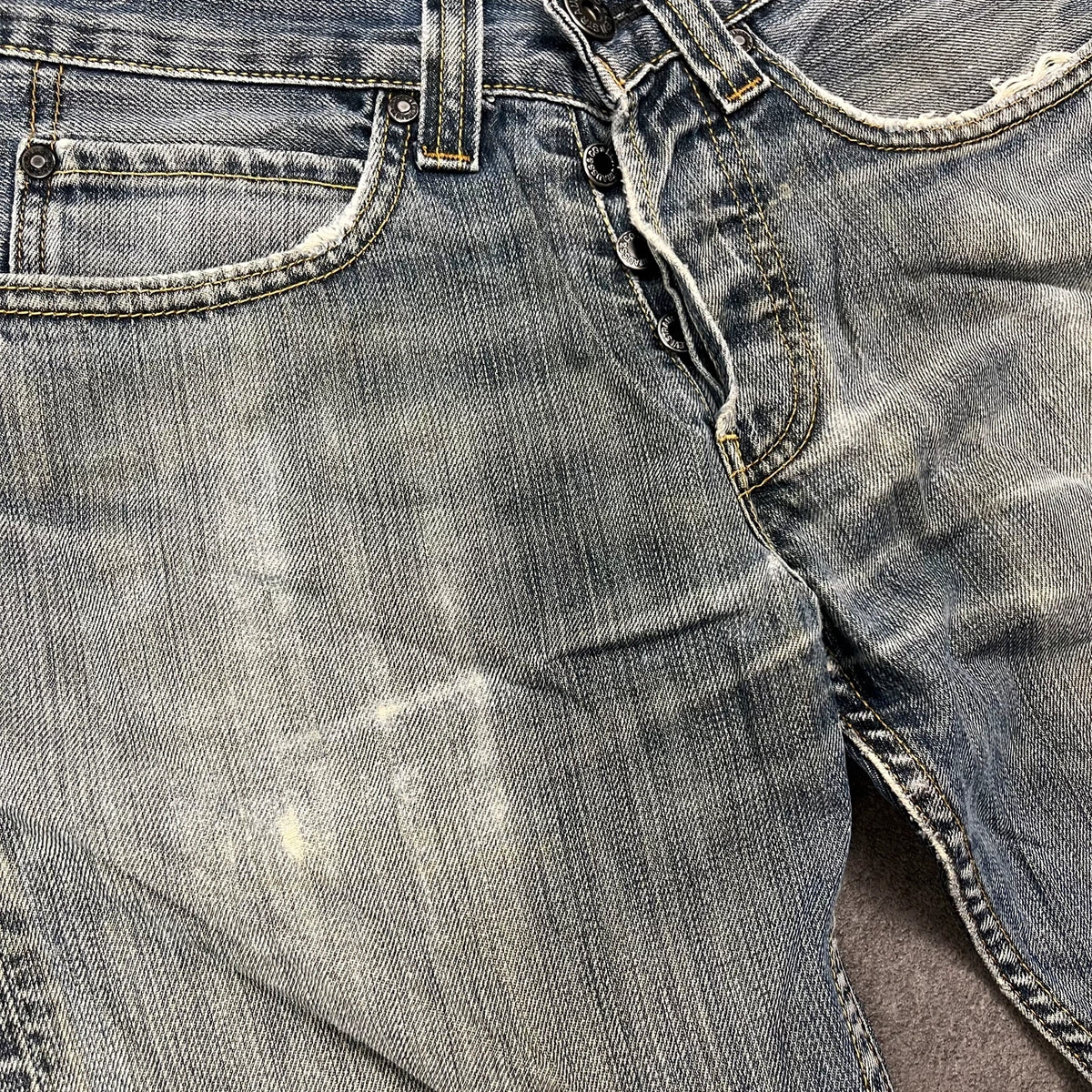 Vintage Levi's 512 Bootcut Jeans Herren W28 L30 Heavy Distressed Blau/Grau 2000s