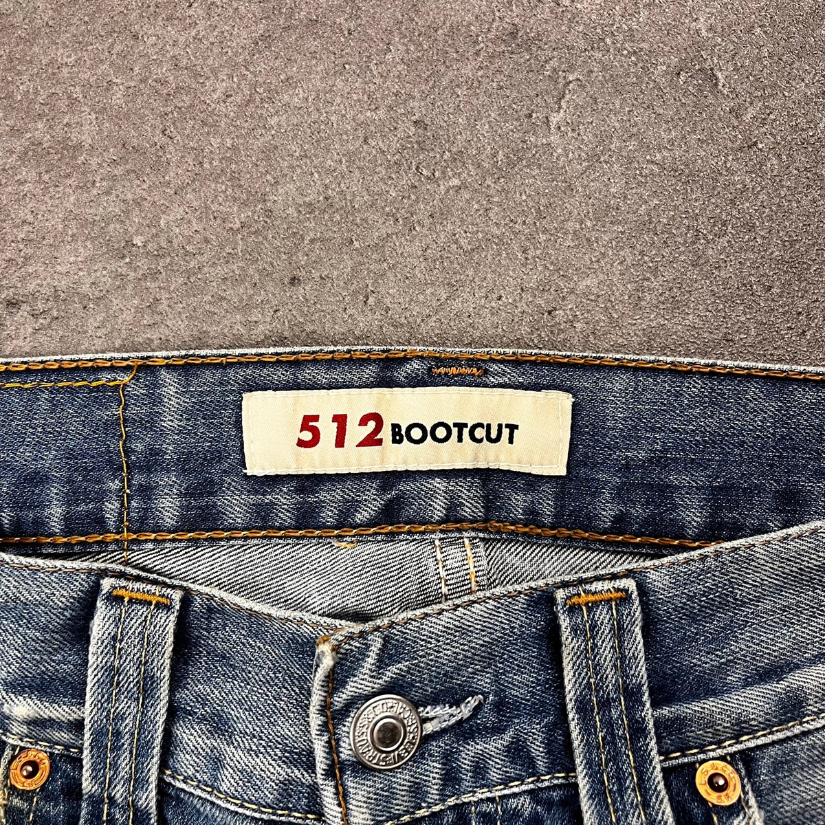 Vintage Levi's 512 Bootcut Jeans Herren W31 L36 Heavy Distressed Blau 2000s