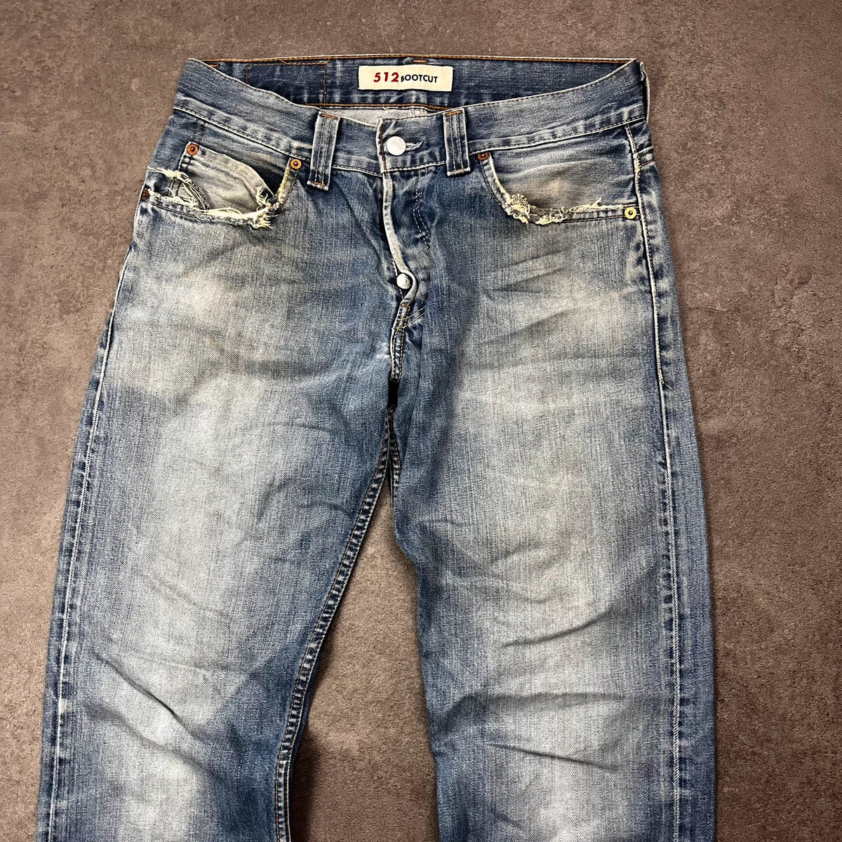 Vintage Levi's 512 Bootcut Jeans Herren W31 L36 Heavy Distressed Blau 2000s