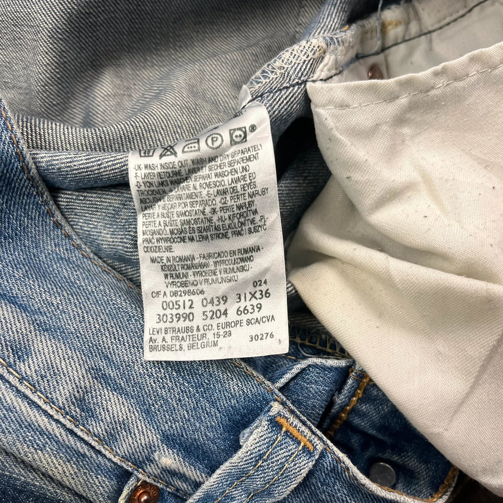 Vintage Levi's 512 Bootcut Jeans Herren W31 L36 Heavy Distressed Blau 2000s
