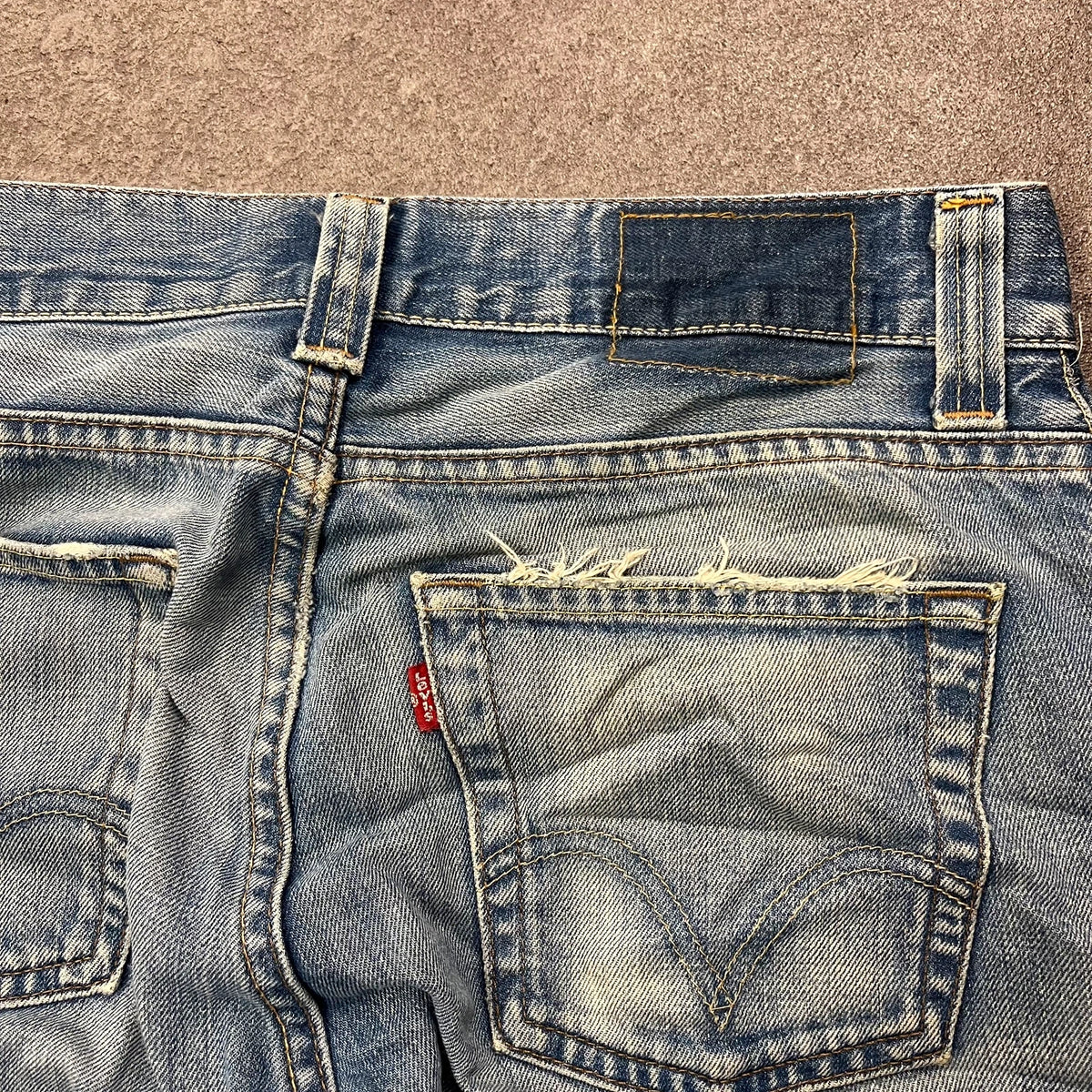 Vintage Levi's 512 Bootcut Jeans Herren W31 L36 Heavy Distressed Blau 2000s