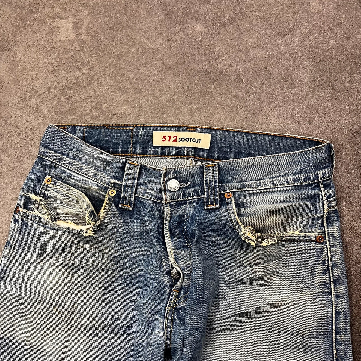 Vintage Levi's 512 Bootcut Jeans Herren W31 L36 Heavy Distressed Blau 2000s
