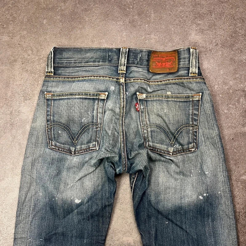 Vintage Levi's 512 Bootcut Jeans W29 L30 Dunkelblau Distressed – Ansicht 4