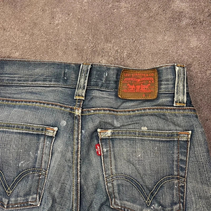 Vintage Levi's 512 Bootcut Jeans W29 L30 Dunkelblau Distressed – Ansicht 6