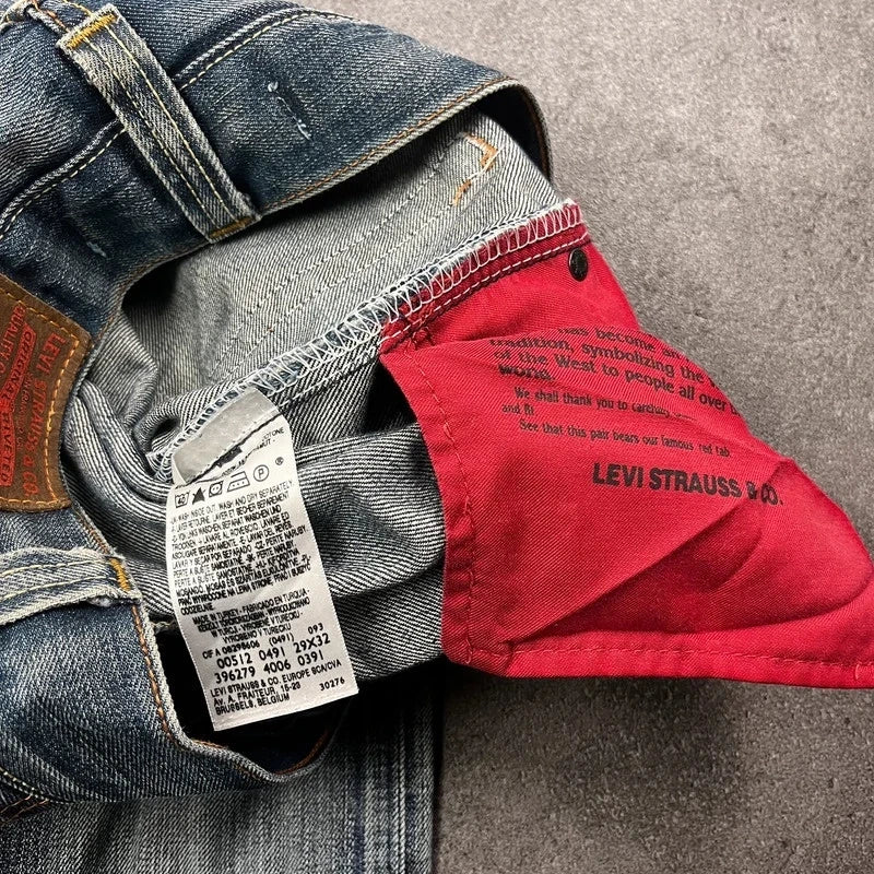 Vintage Levi's 512 Bootcut Jeans W29 L30 Dunkelblau Distressed – Ansicht 9