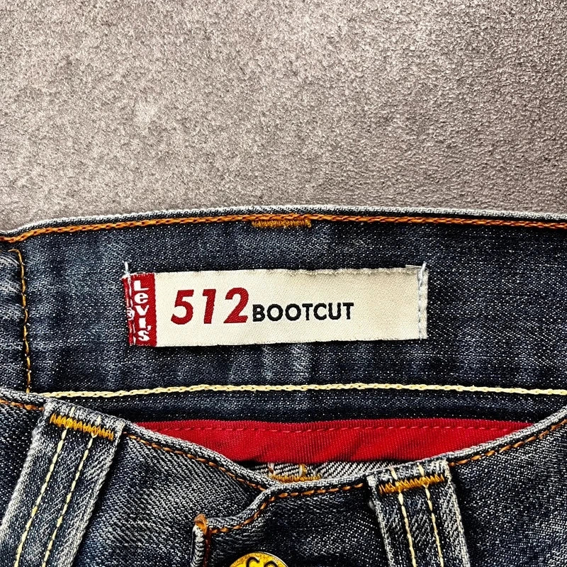 Vintage Levi's 512 Bootcut Jeans W29 L30 Dunkelblau Distressed – Ansicht 7