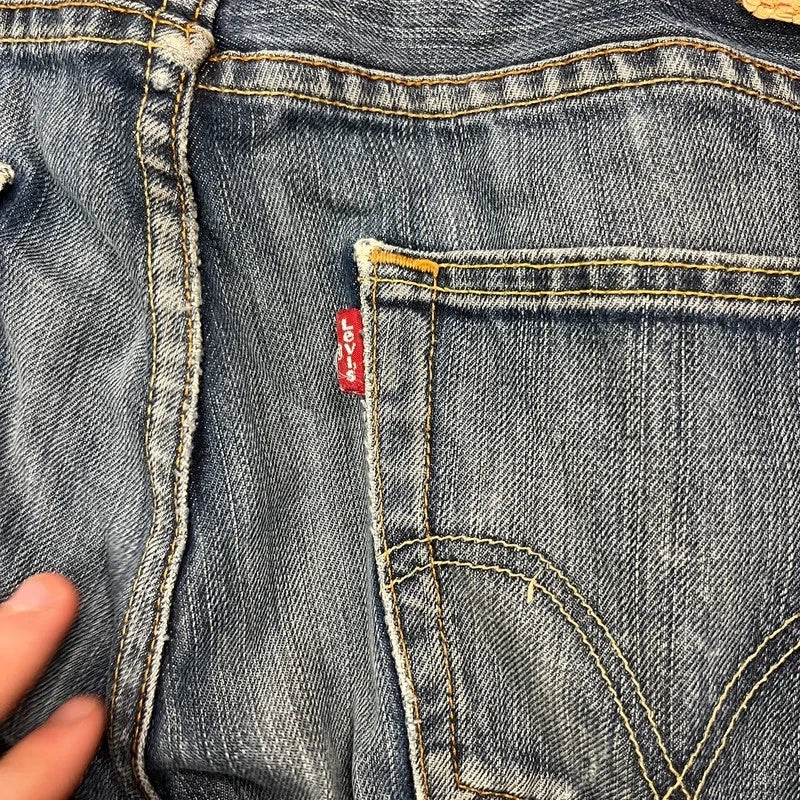 Vintage Levi's 512 Bootcut Jeans W34 L28 Dunkelblau Grau Washed – Ansicht 7