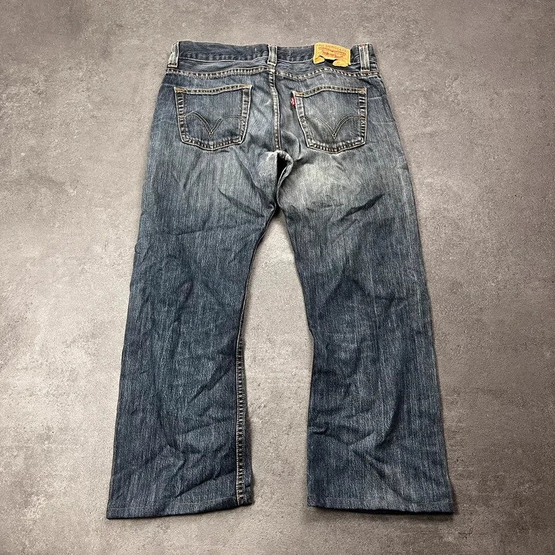 Vintage Levi's 512 Bootcut Jeans W34 L28 Dunkelblau Grau Washed – Ansicht 2