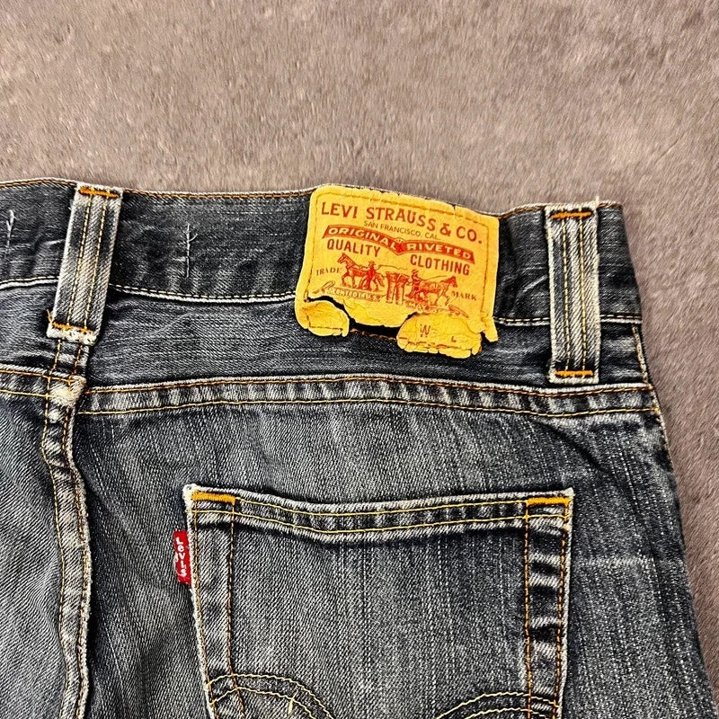 Vintage Levi's 512 Bootcut Jeans W34 L28 Dunkelblau Grau Washed – Ansicht 6