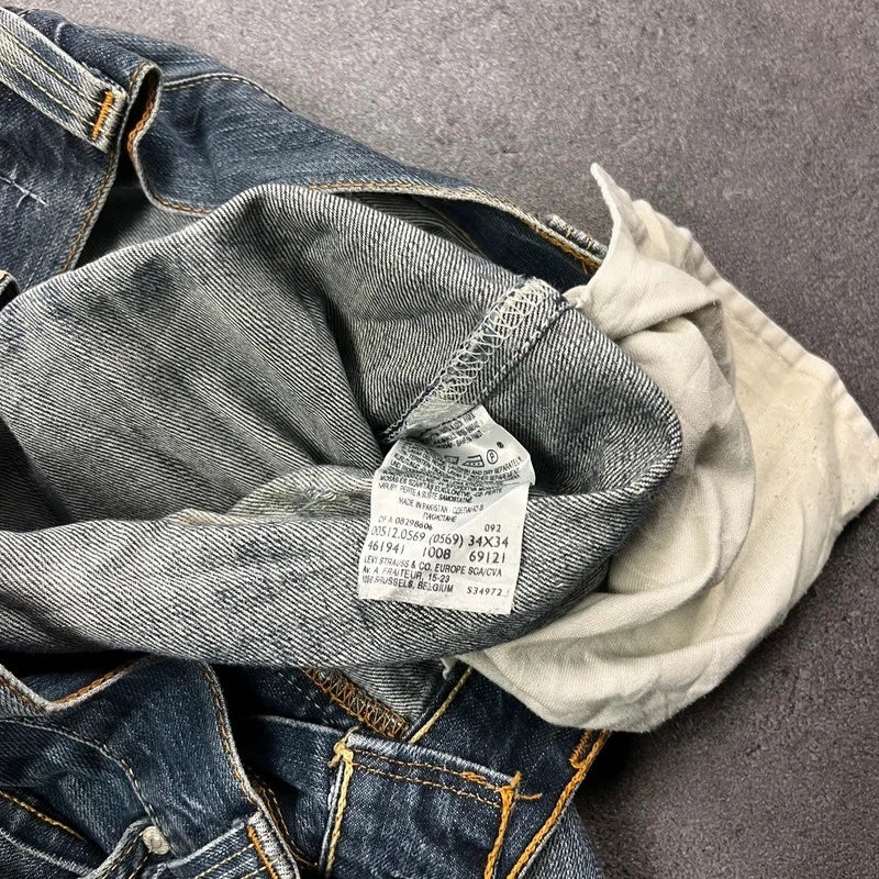 Vintage Levi's 512 Bootcut Jeans W34 L28 Dunkelblau Grau Washed – Ansicht 9