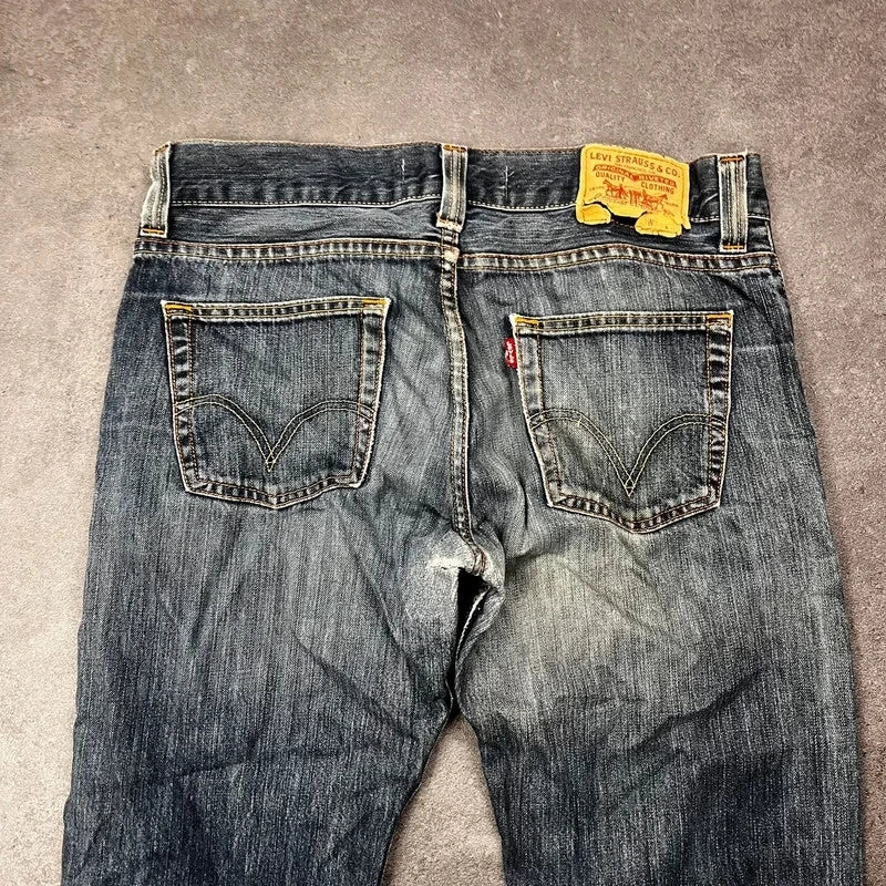Vintage Levi's 512 Bootcut Jeans W34 L28 Dunkelblau Grau Washed – Ansicht 4
