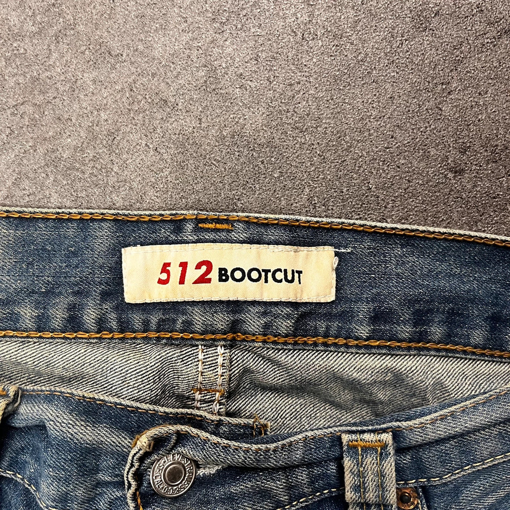 Vintage Levi's 512 Bootcut Jeans W33 L30 Blau Grau Heavy Washed – Ansicht 5