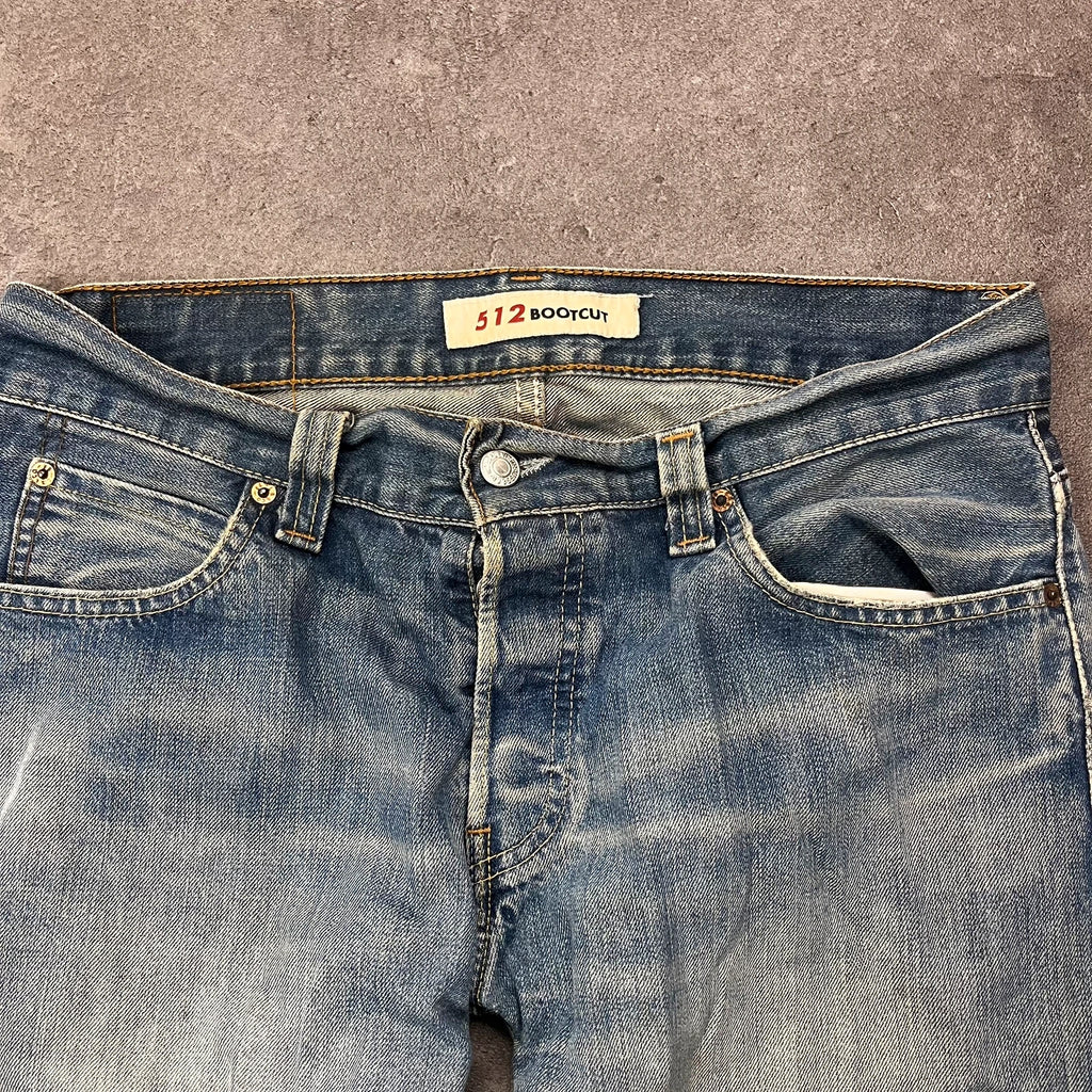 Vintage Levi's 512 Bootcut Jeans W33 L30 Blau Grau Heavy Washed – Ansicht 7