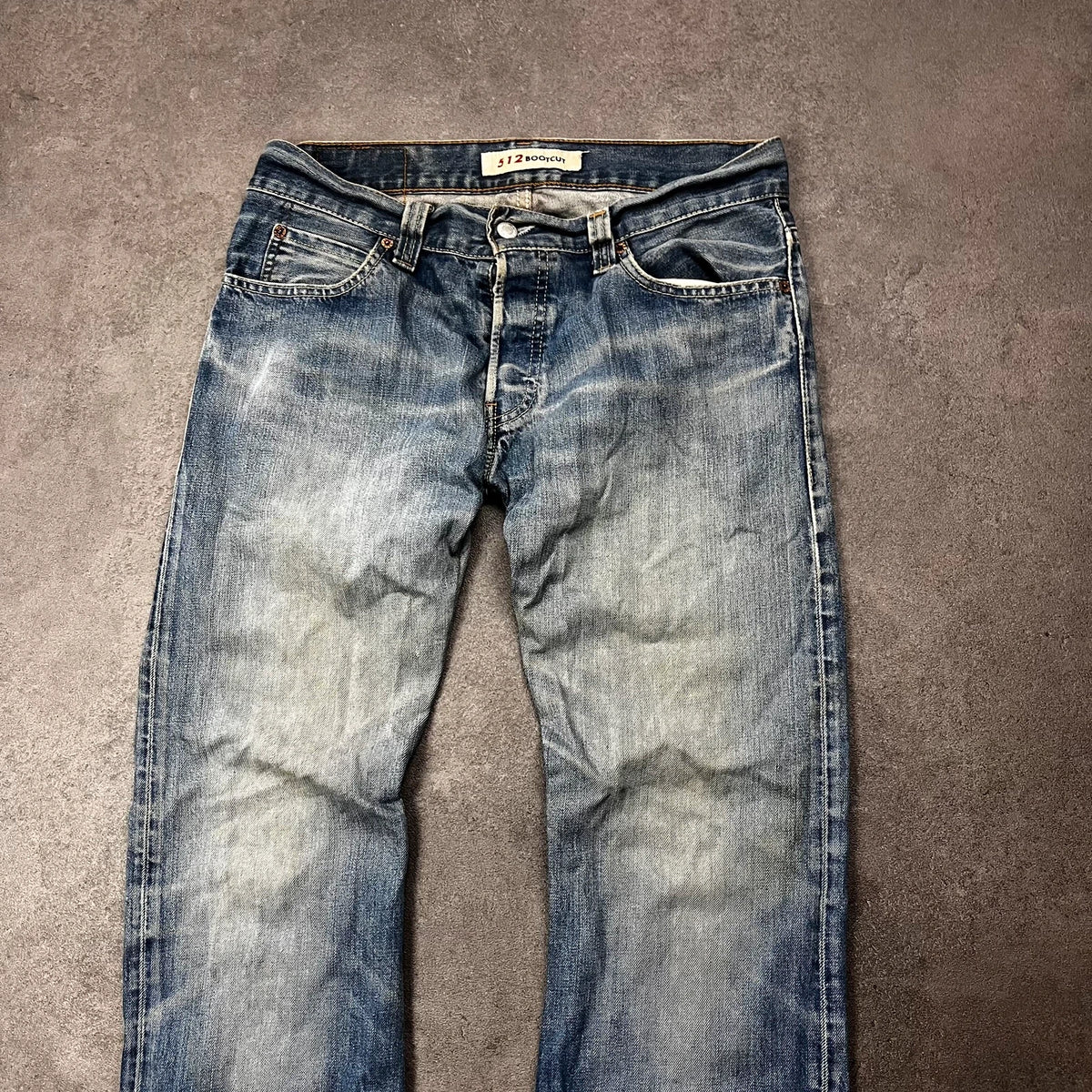 Vintage Levi's 512 Bootcut Jeans W33 L30 Blau Grau Heavy Washed – Ansicht 3