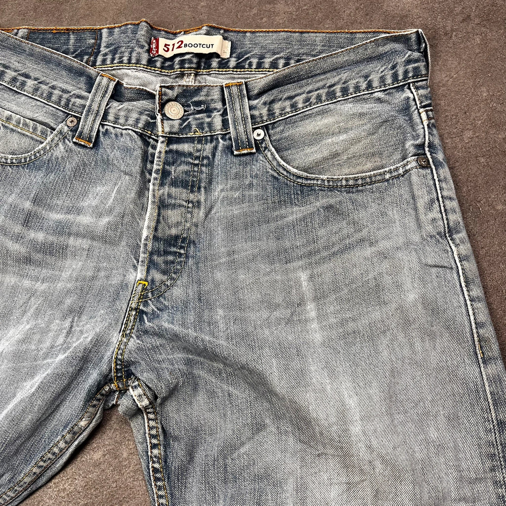 Vintage Levi's 512 Bootcut Jeans W33 L30 Hellblau Heavy Washed – Ansicht 7