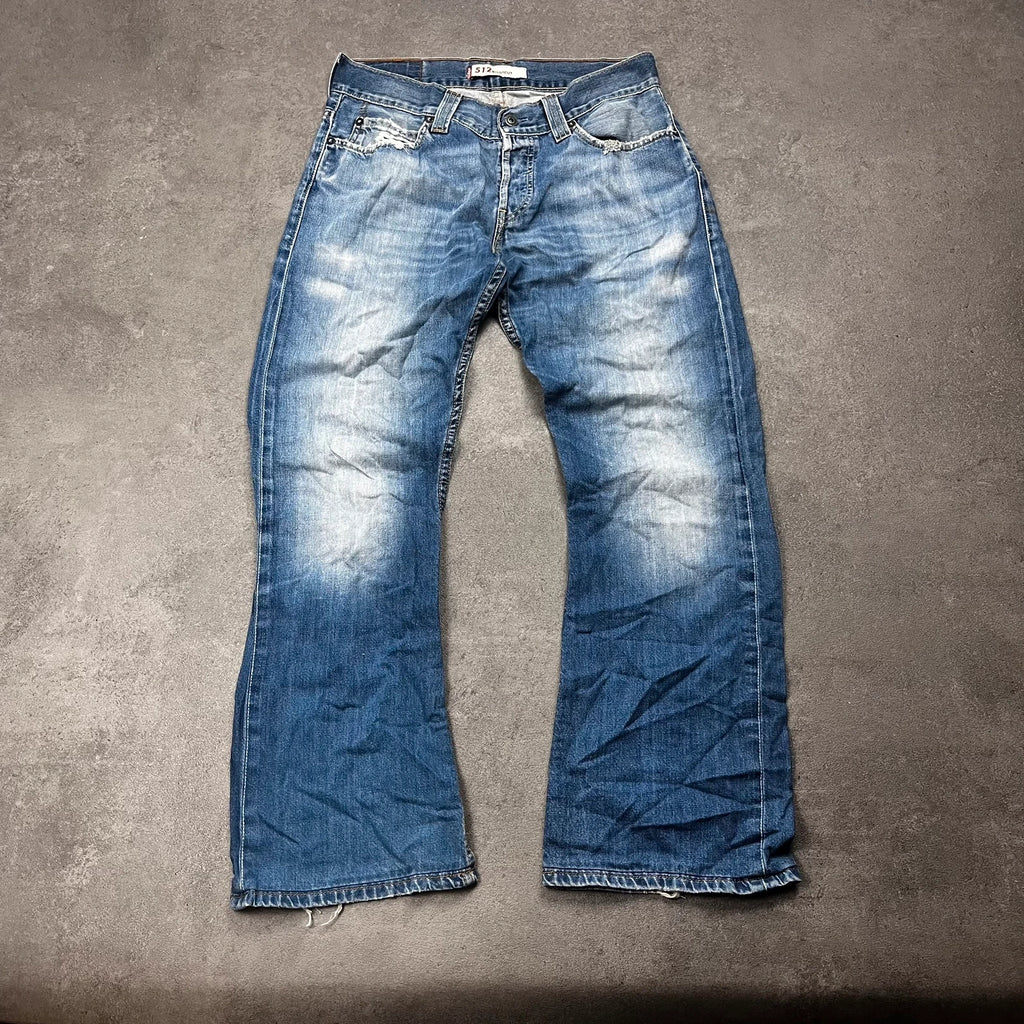 Vintage Levi's 512 Bootcut Jeans W32 L30 Blau Distressed
