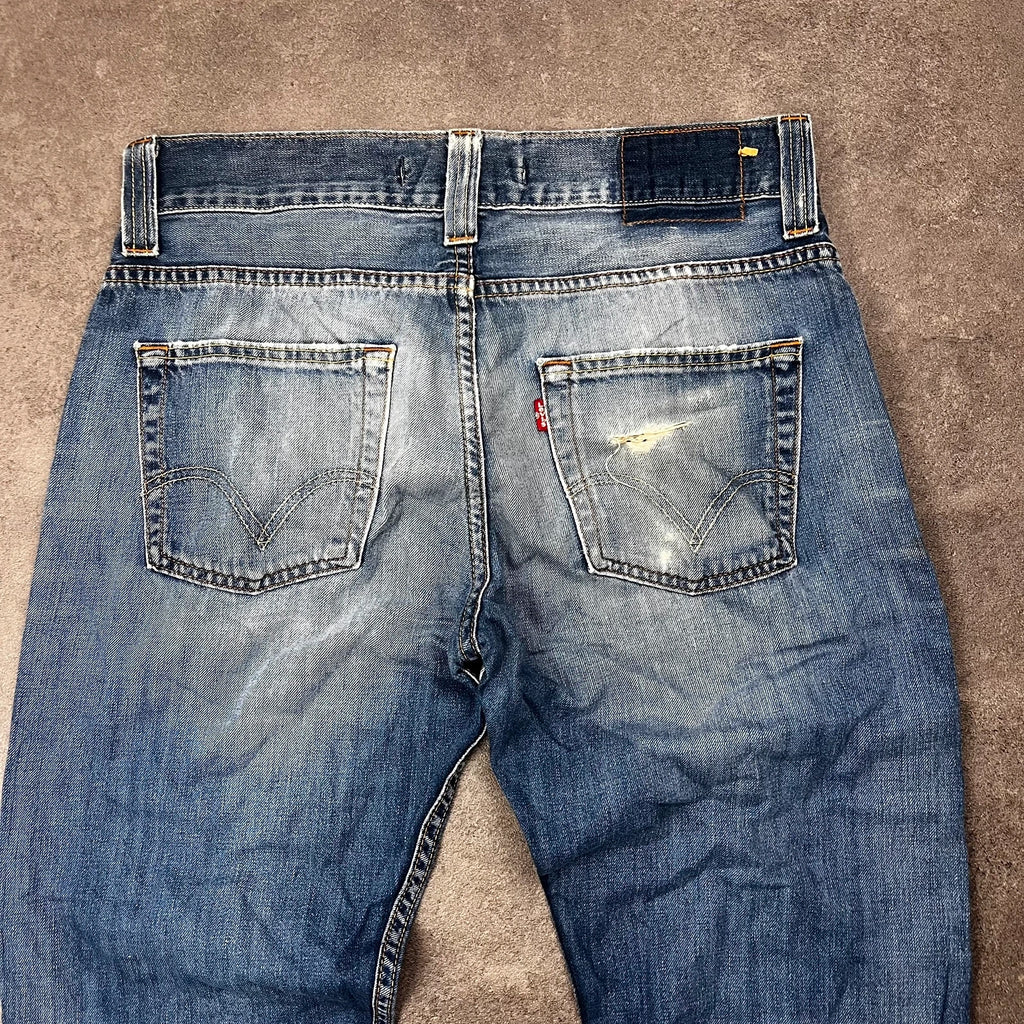 Vintage Levi's 512 Bootcut Jeans W32 L30 Blau Distressed – Ansicht 4