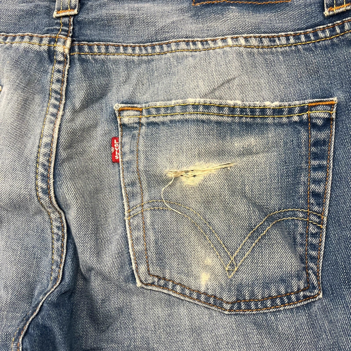 Vintage Levi's 512 Bootcut Jeans W32 L30 Blau Distressed – Ansicht 7