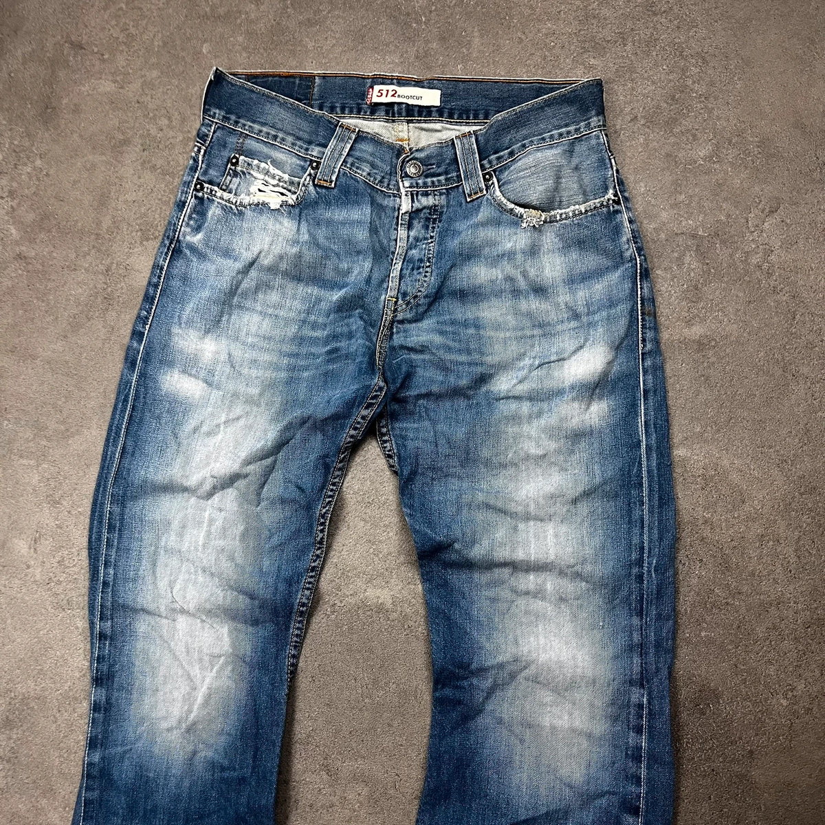 Vintage Levi's 512 Bootcut Jeans W32 L30 Blau Distressed – Ansicht 3