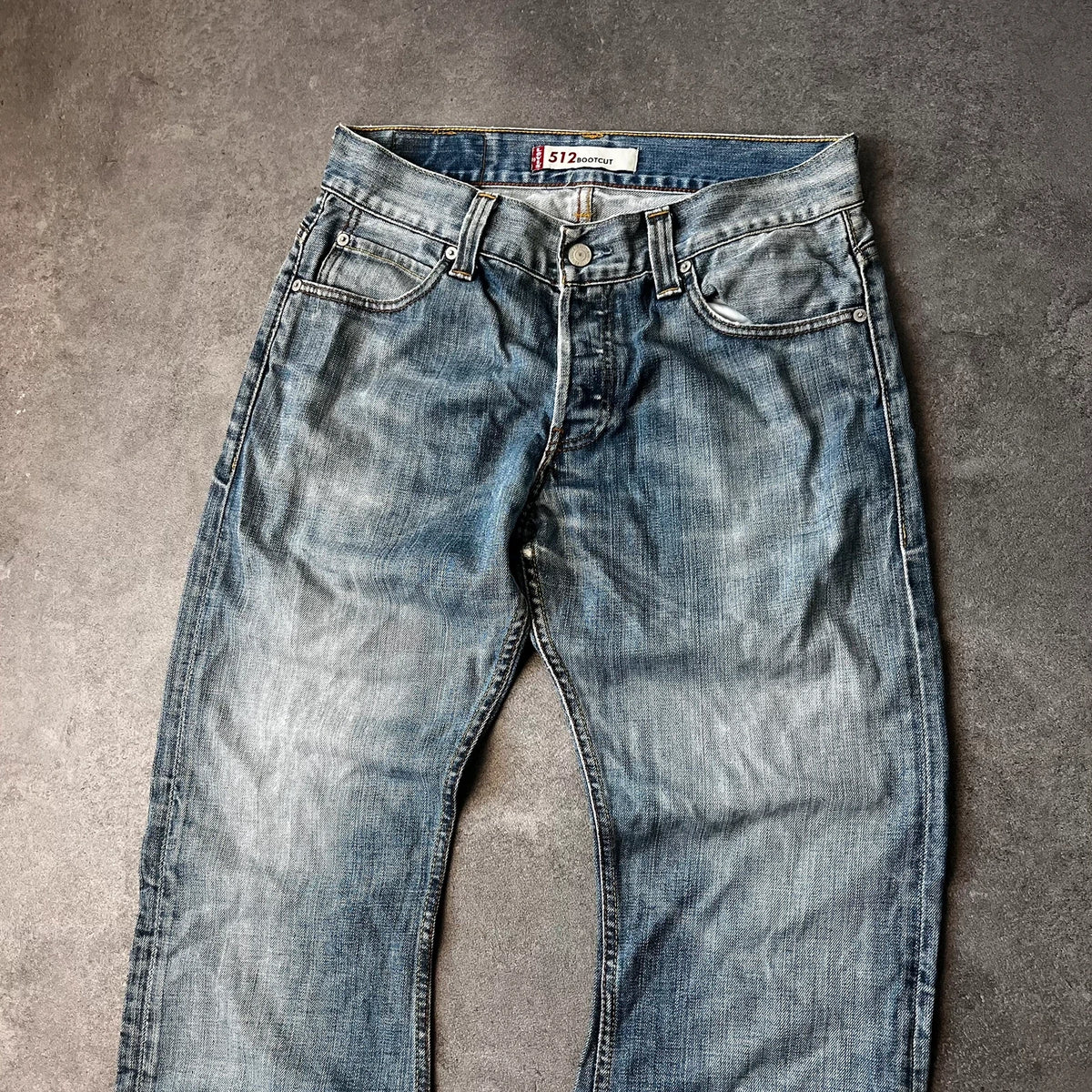 Vintage Levi's 512 Bootcut Jeans W32 L28 Blau Grau Heavy Washed – Ansicht 3