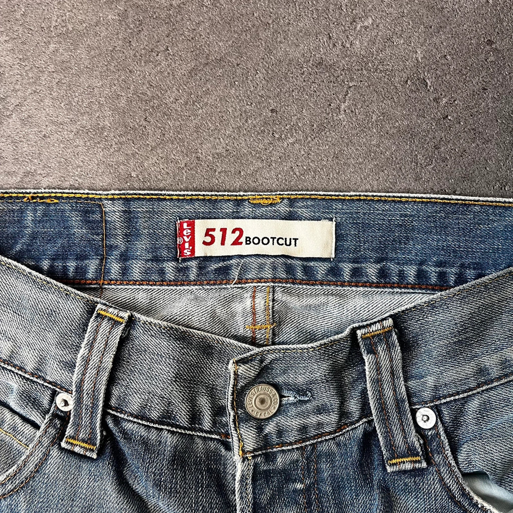 Vintage Levi's 512 Bootcut Jeans W32 L28 Blau Grau Heavy Washed – Ansicht 5