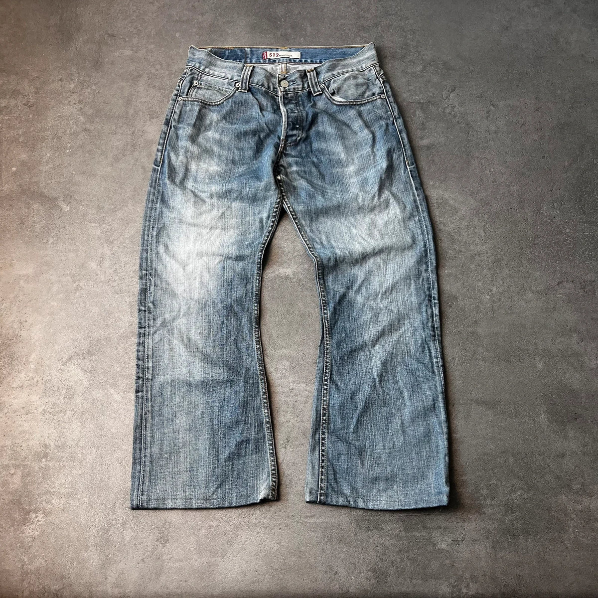 Vintage Levi's 512 Bootcut Jeans W32 L28 Blau Grau Heavy Washed