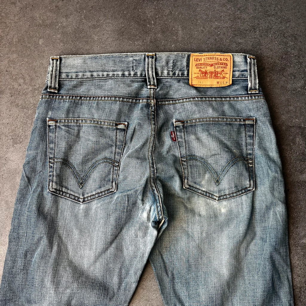 Vintage Levi's 512 Bootcut Jeans W32 L28 Blau Grau Heavy Washed – Ansicht 4
