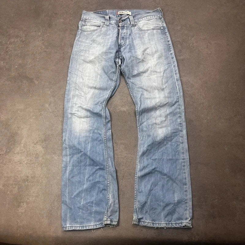 Vintage Levi's 512 Bootcut Jeans W34 L34 Hellblau Heavy Washed