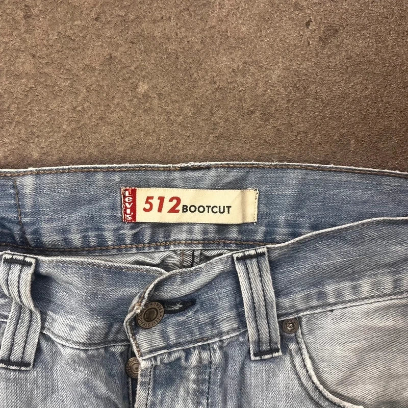 Vintage Levi's 512 Bootcut Jeans W34 L34 Hellblau Heavy Washed – Ansicht 5
